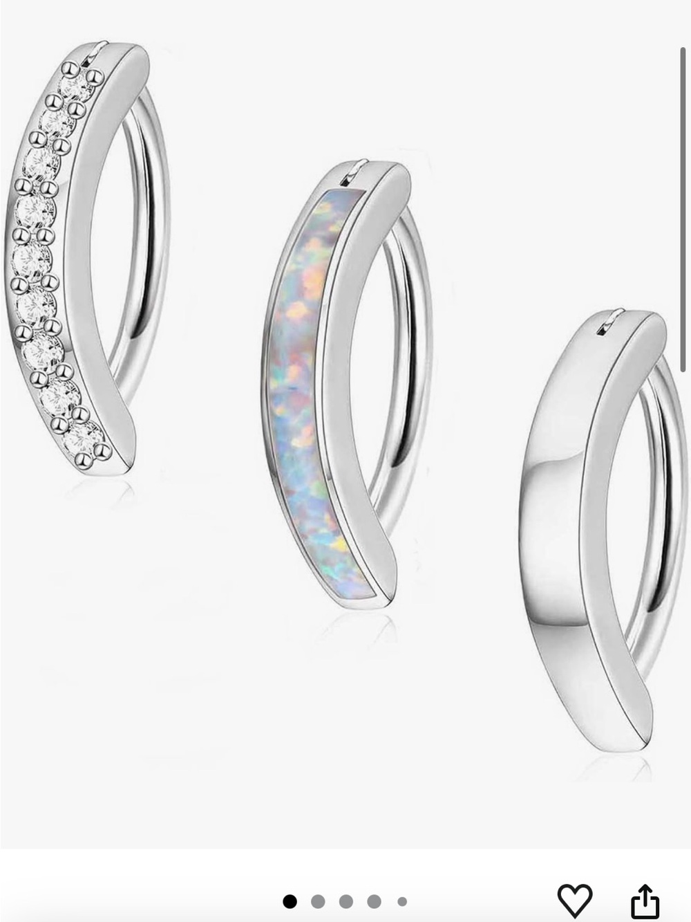 Opal / CZ Look Stainless Steel Bellybutton Ring Trio - Picture 3 of 9